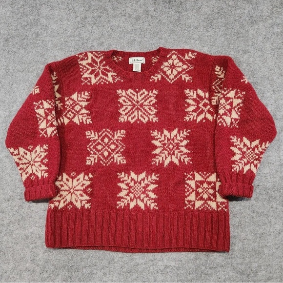 Vintage L.L. Bean Women’s Medium 100% Wool Thick Nordic Fair Isle Sweater - Picture 10 of 10
